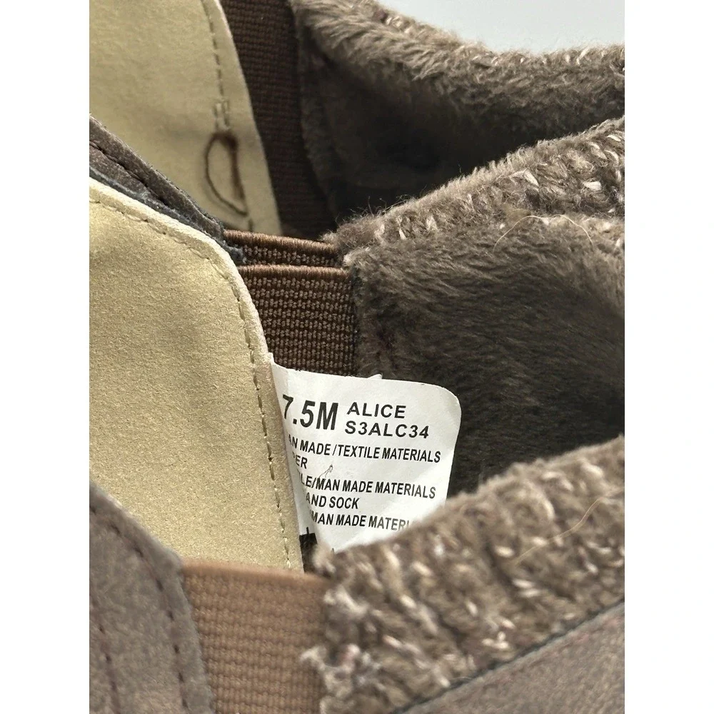 JSport Alice Boots Womens 7.5 M Winter Snow Slip On Round Toe Leather Brown
